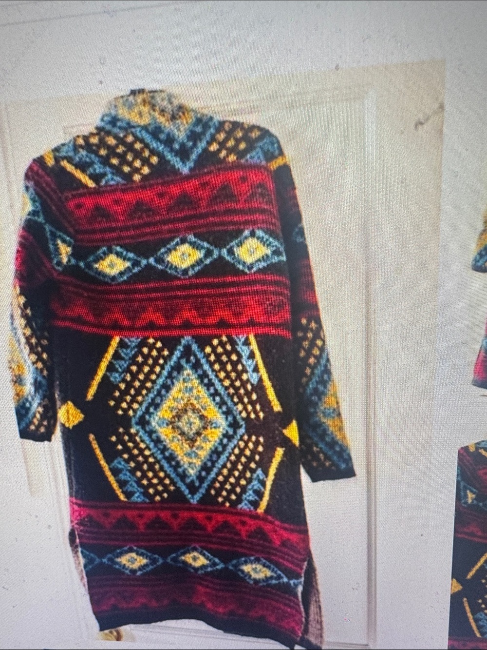 Forever 21 Geometric Pattern Open Front Duster Cardigan Bohemian Aztec